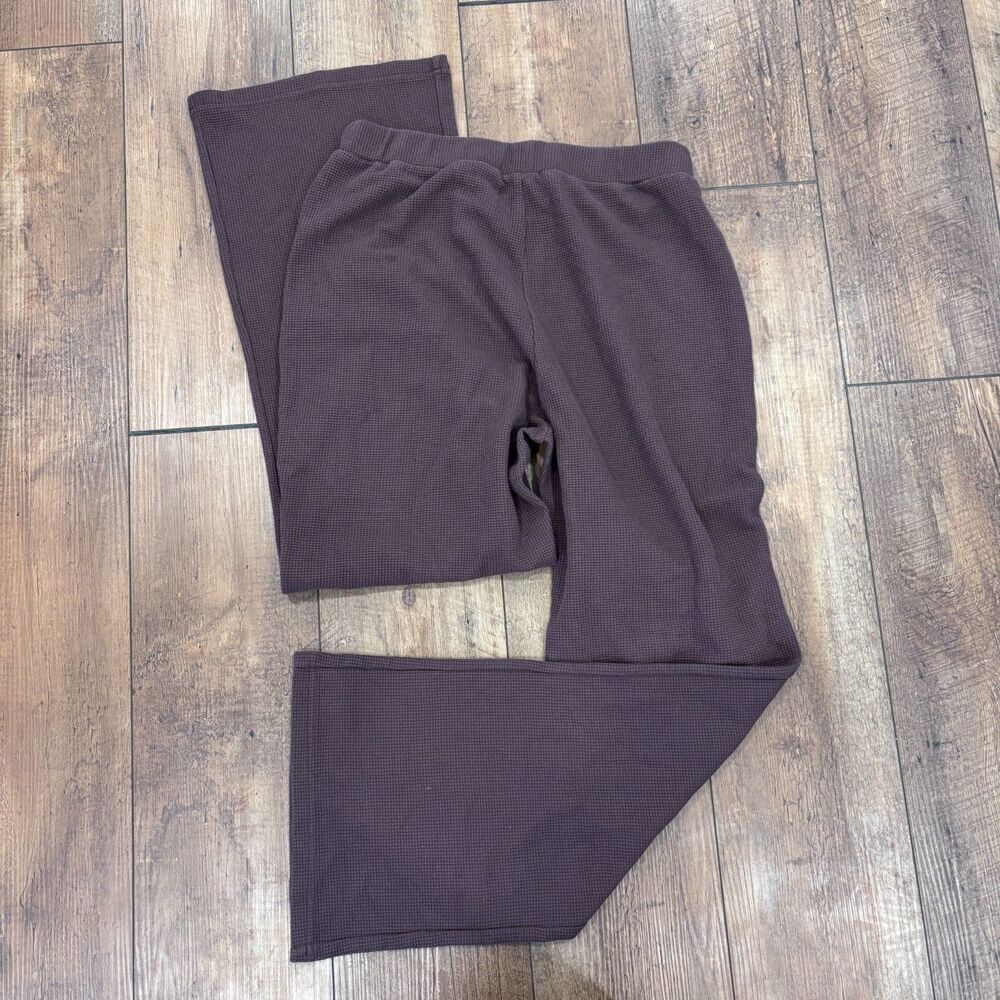 Comfrt Waffle Lounge Pants Womens Large Cocoa Brown Wide Leg Knit Pajamas $55 - Picture 8 of 12